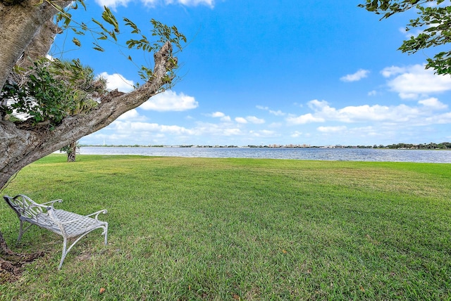 view of yard featuring a water view