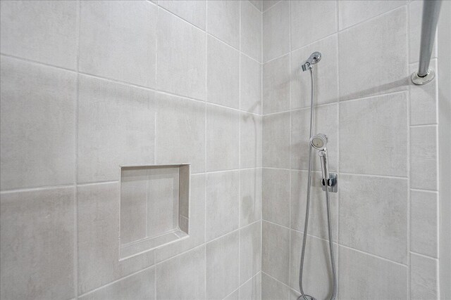 interior details featuring tiled shower