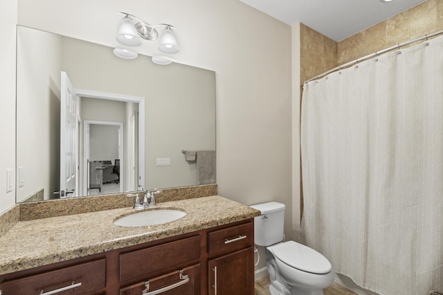 11507 SW Lake Park Dr, Port Saint Lucie, FL 34987 - bathroom featuring toilet, vanity, and a shower with shower curtain