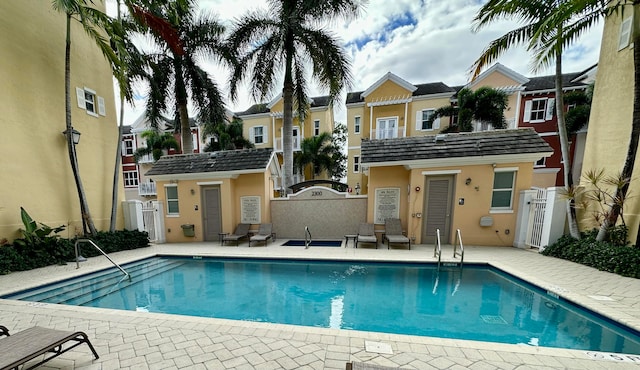 view of pool featuring a patio