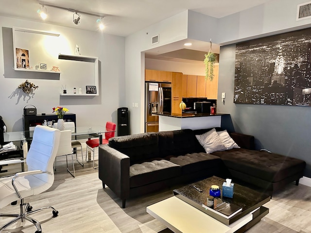 living room featuring light wood-type flooring