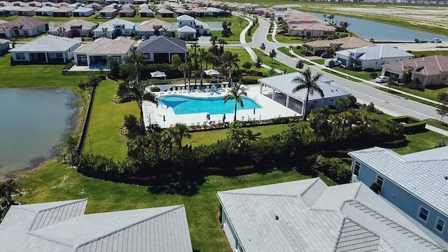 bird's eye view featuring a water view