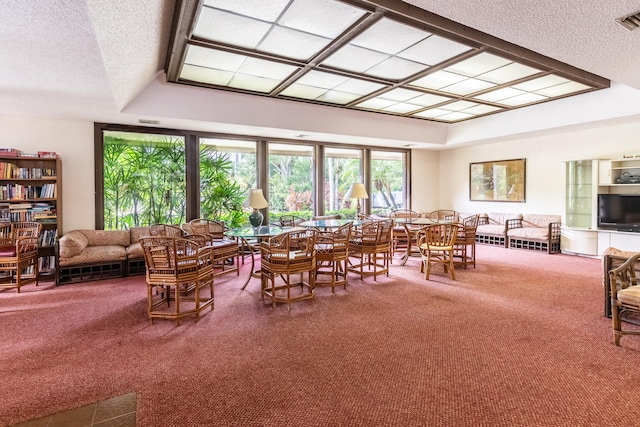 interior space featuring visible vents and a textured ceiling