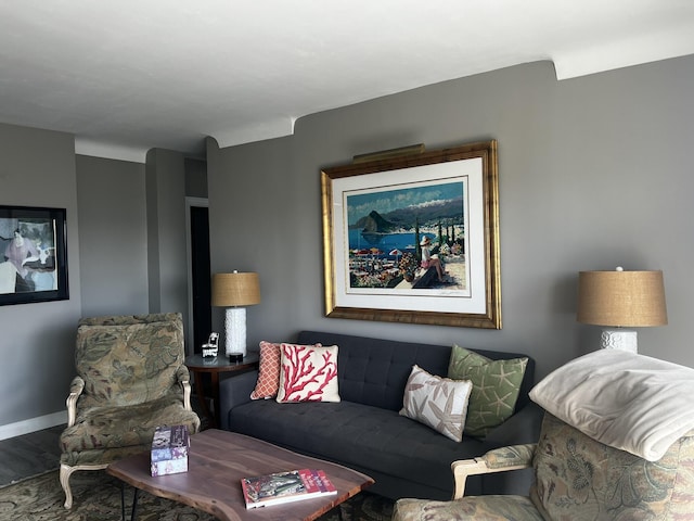 living room with hardwood / wood-style flooring