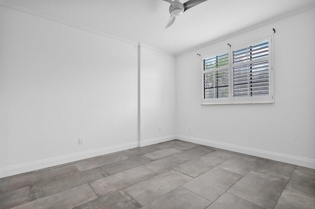 unfurnished room featuring crown molding and ceiling fan