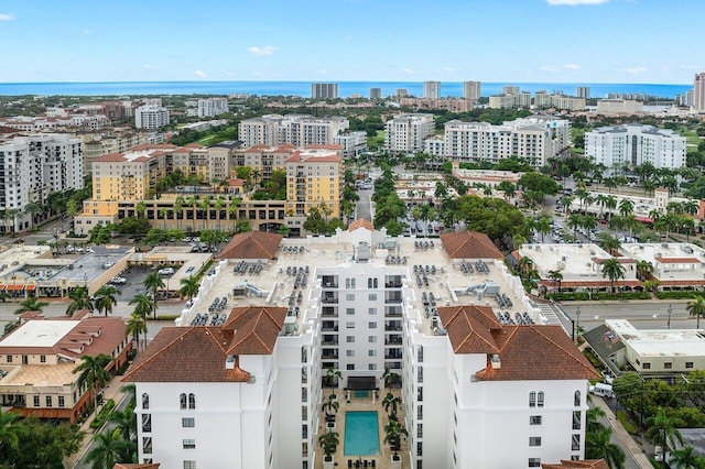 bird's eye view featuring a water view