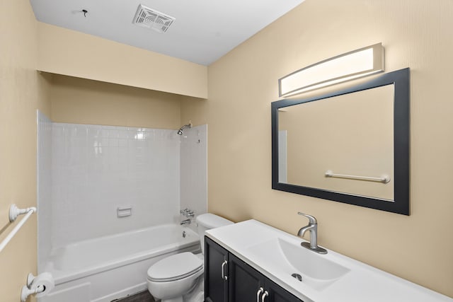 full bathroom with vanity, toilet, and shower / bathtub combination