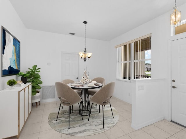 view of tiled dining room