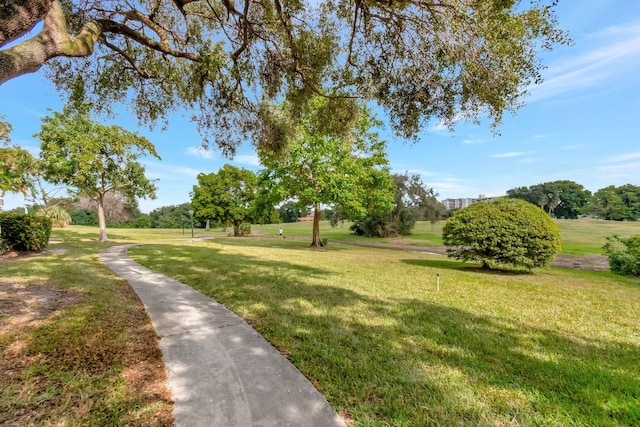 view of property's community with a yard