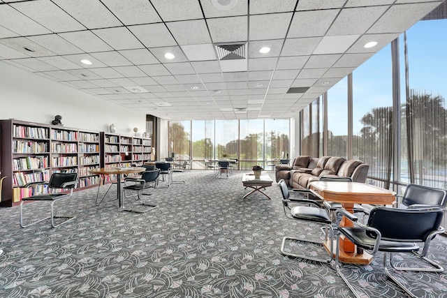 interior space with a drop ceiling