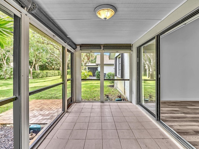 view of unfurnished sunroom