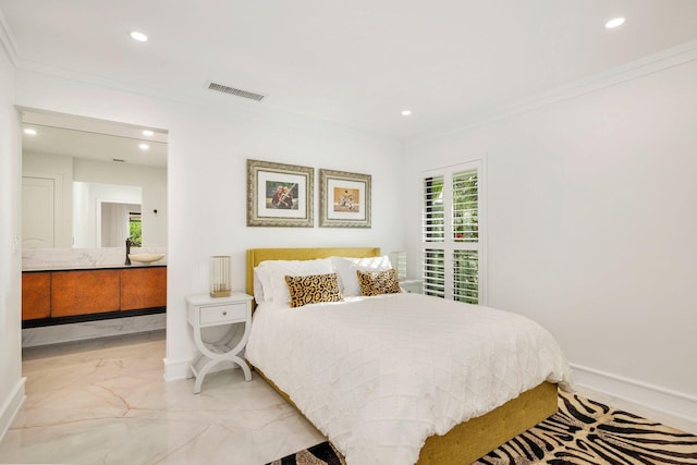 bedroom featuring ornamental molding