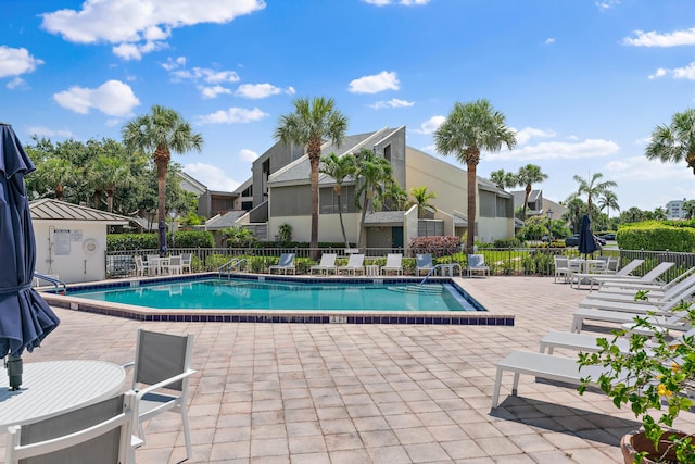 view of pool featuring a patio