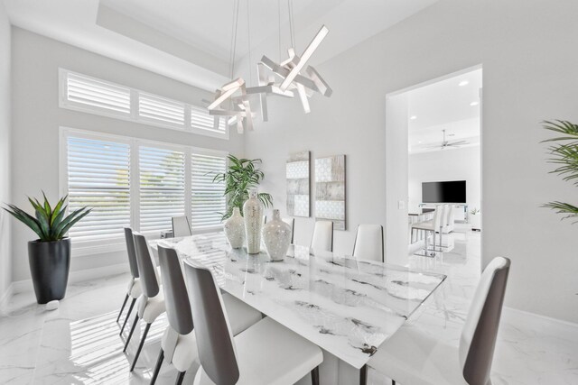 dining area featuring ceiling fan