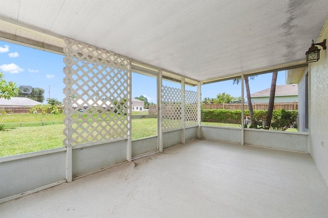 view of unfurnished sunroom