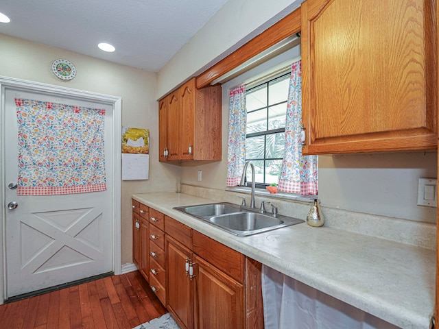 kitchen featuring sink and dark wood-type flooring