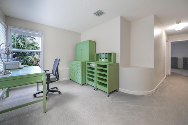 view of carpeted office space