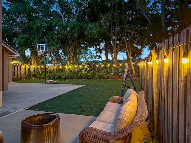 exterior space featuring a patio and an outdoor hangout area