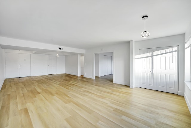 interior space with light hardwood / wood-style floors