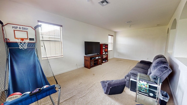 living room with carpet