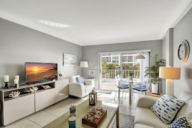 view of tiled living room