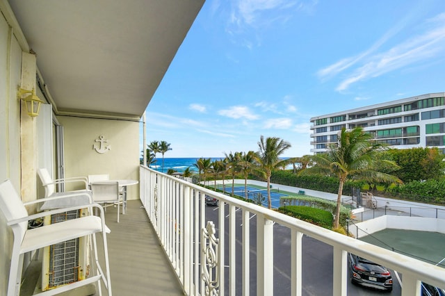 balcony with a water view