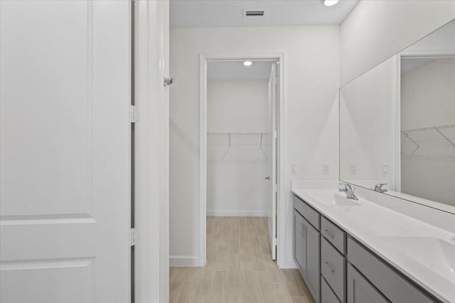 bathroom featuring hardwood / wood-style floors and vanity