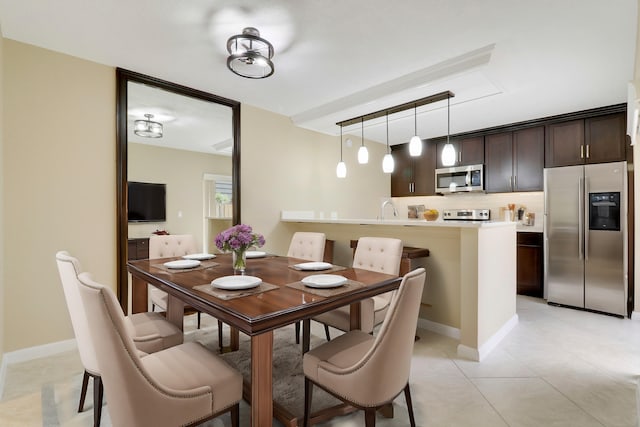 view of tiled dining room