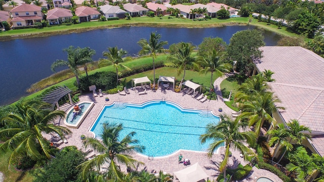 bird's eye view featuring a water view