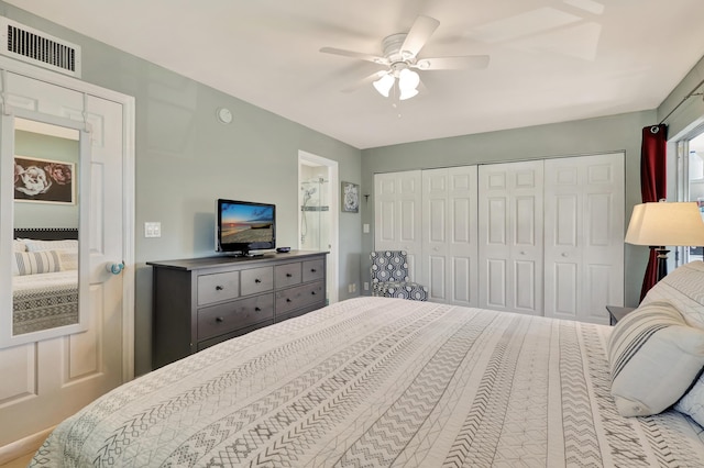 bedroom featuring ceiling fan