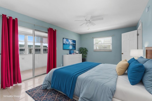 623 Monaco M, Delray Beach, FL 33446 - bedroom featuring ceiling fan and access to outside