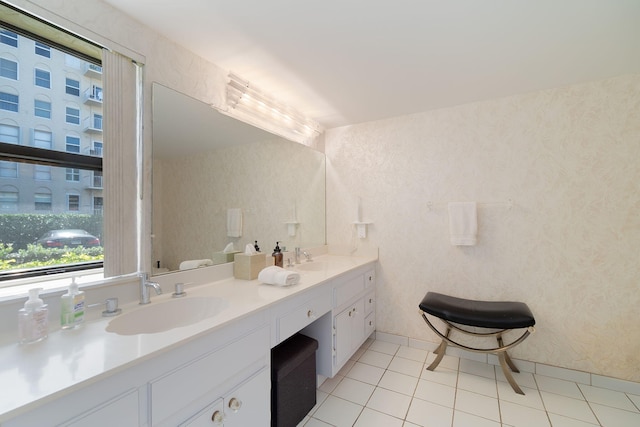 bathroom featuring vanity and tile patterned flooring