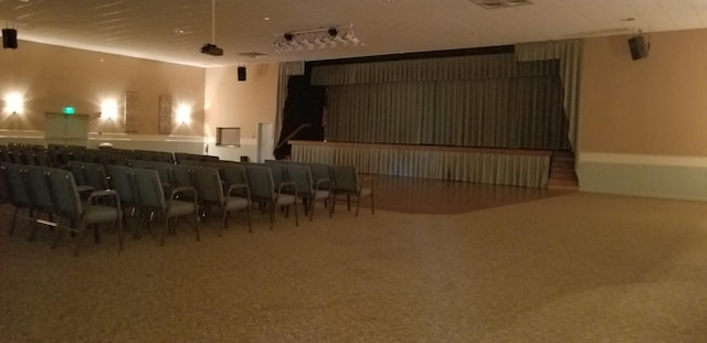 cinema room with carpet flooring