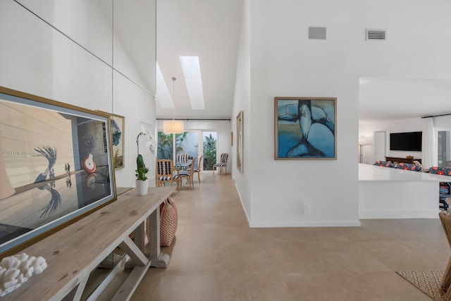 corridor with high vaulted ceiling