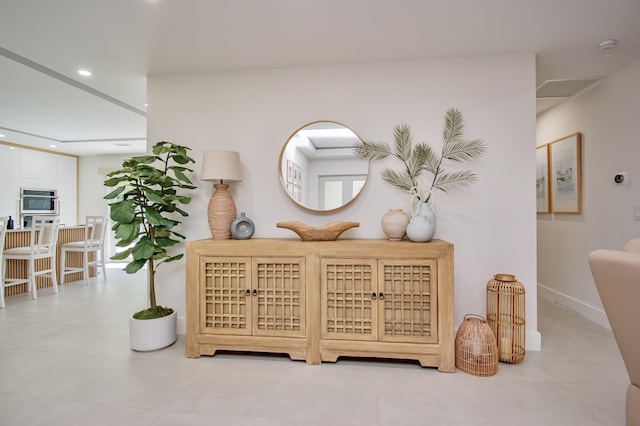 interior details featuring stainless steel double oven