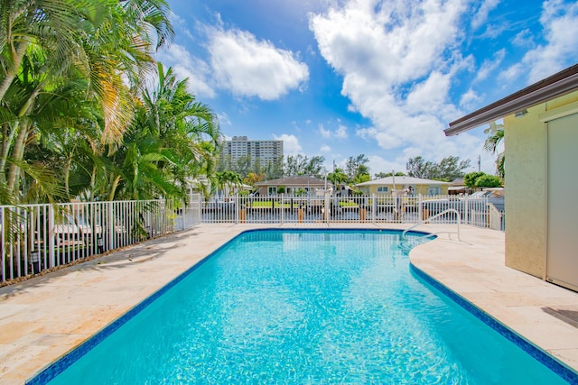 view of swimming pool with a patio area