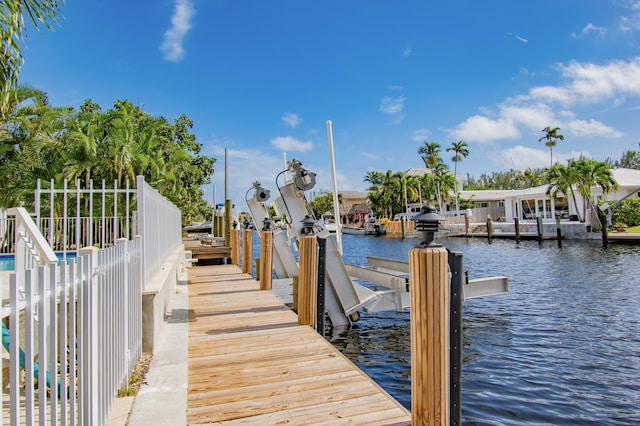 dock area featuring a water view