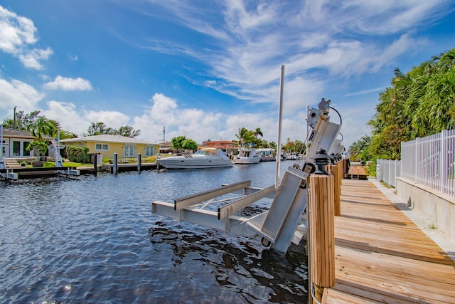 dock area with a water view