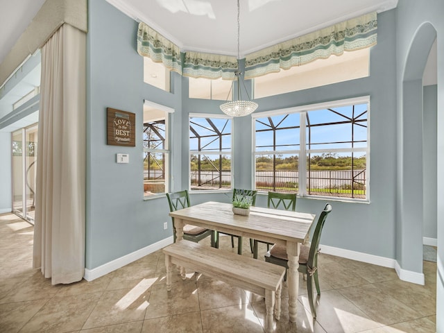 tiled dining area with plenty of natural light