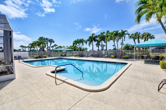 view of pool featuring a patio area