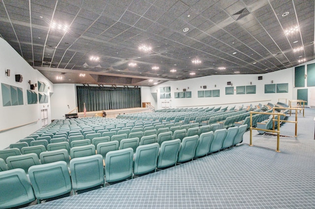 home theater room featuring carpet