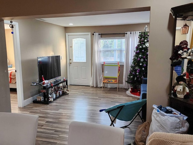 bedroom featuring dark hardwood / wood-style floors