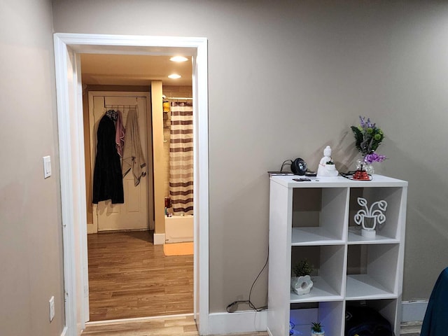 hall featuring light hardwood / wood-style flooring