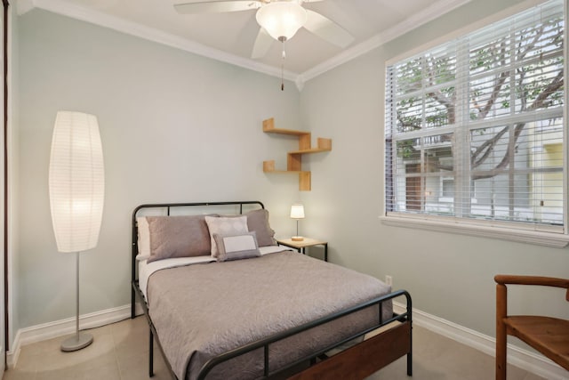 112 W Coda Cir, Delray Beach, FL 33444 - bedroom with multiple windows, baseboards, ornamental molding, and light tile patterned floors