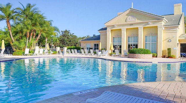 view of pool featuring a patio