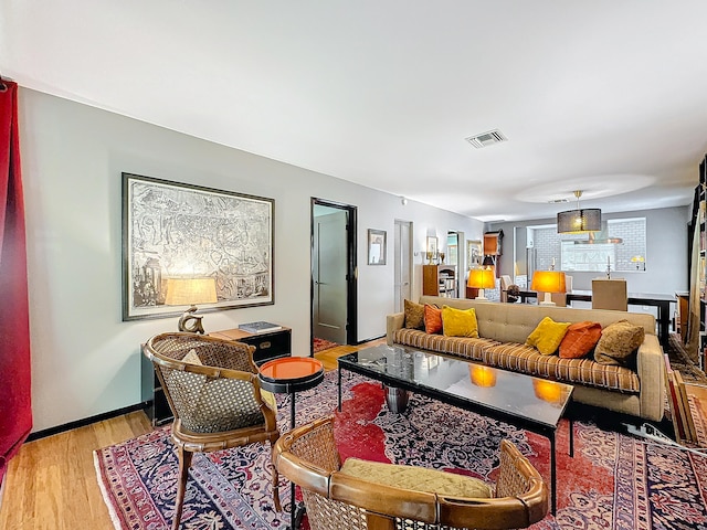 living room featuring light hardwood / wood-style flooring