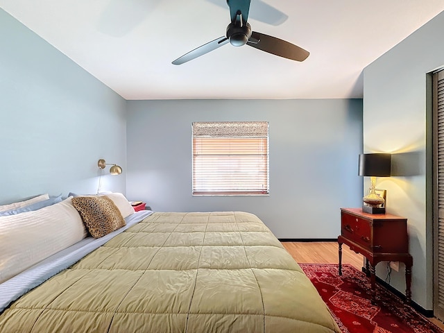 533 SE 28th Cir Unit 533, Boynton Beach, FL 33435 - bedroom featuring wood finished floors and a ceiling fan