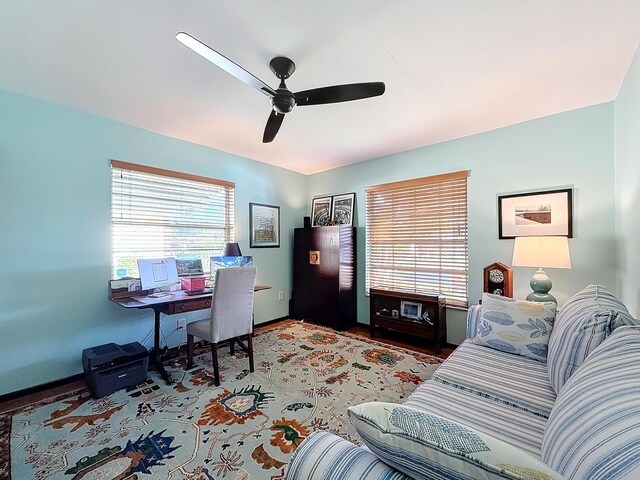 533 SE 28th Cir Unit 533, Boynton Beach, FL 33435 - office with ceiling fan, baseboards, and wood finished floors