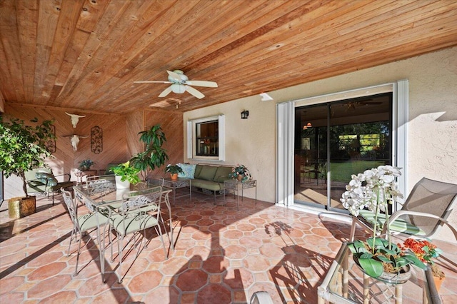 view of patio / terrace with ceiling fan and an outdoor hangout area