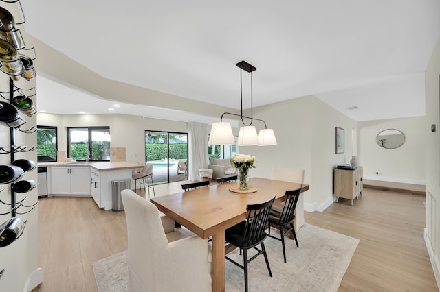 dining area featuring light hardwood / wood-style flooring